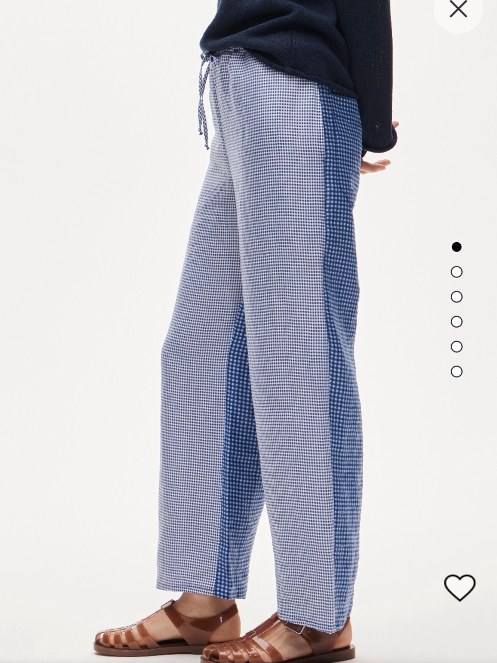 J. Crew Blue Gingham Wide-Leg Pants with Side Panels